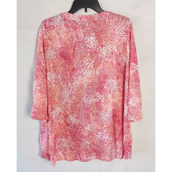 Christopher & Banks Y-Neck Burnout Top 2X Fandango Pink Plus NWT - Picture 5 of 6